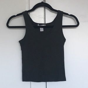 Fitted Crew Neck Tank Top Straight Hem